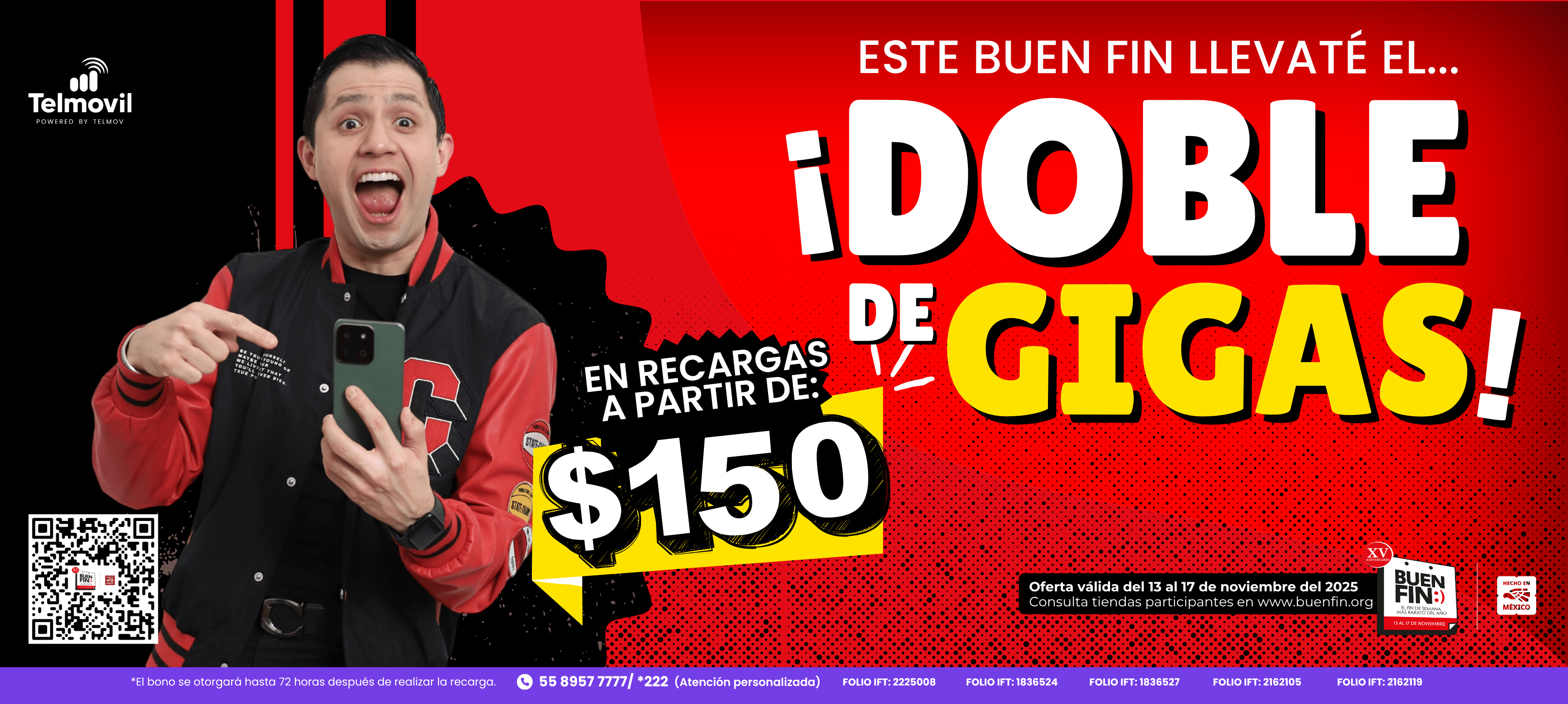 ¡El Buen Fin llega Telmovil, DOBLE de Gigas en recargas a partir de $150!