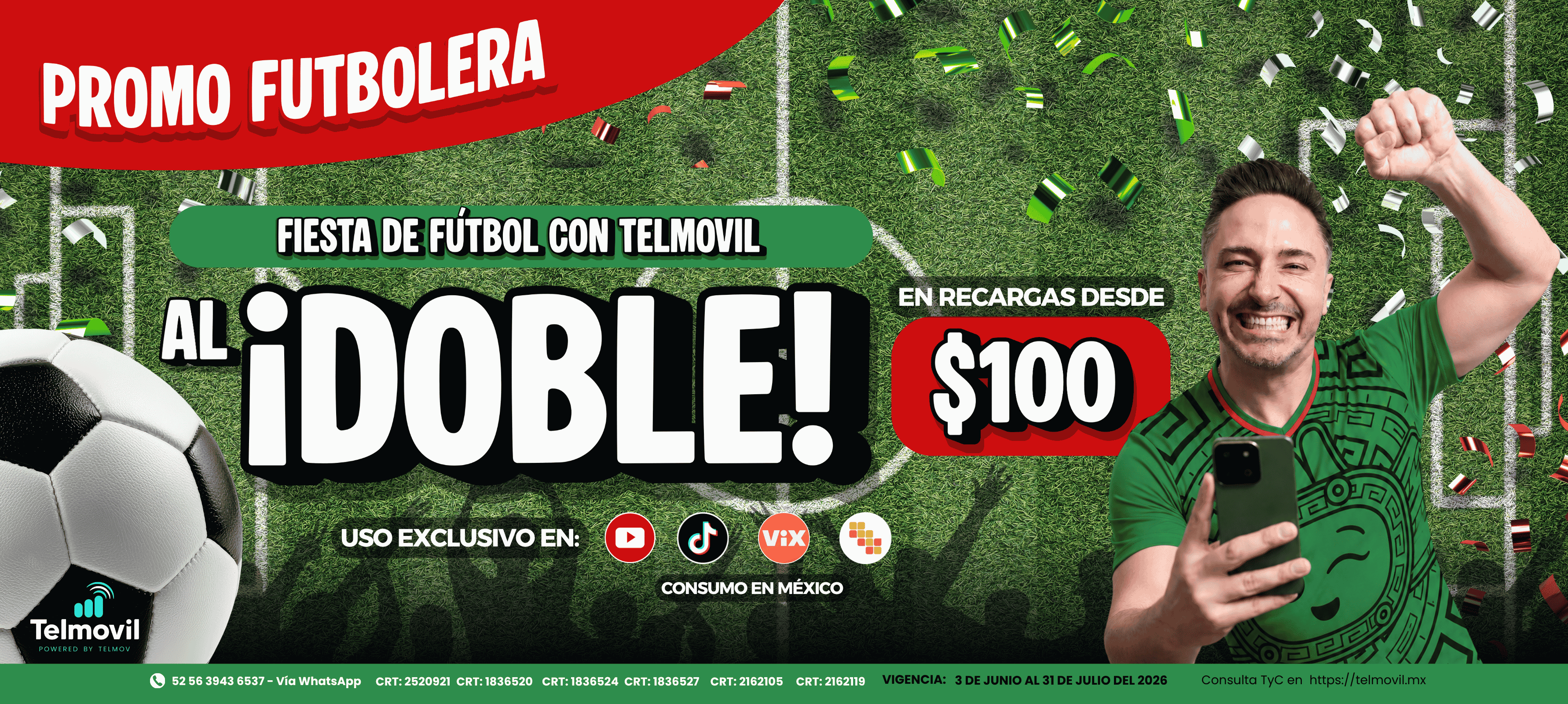 ¡Promo futbolera, fiesta de futbol con Telmovil al Doble!
